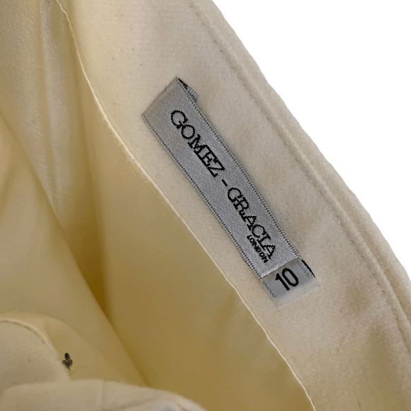 Gomez-Garcia Women's size 10 Ivory Black trimmed Sleeveless high low Dress - Picture 5 of 7